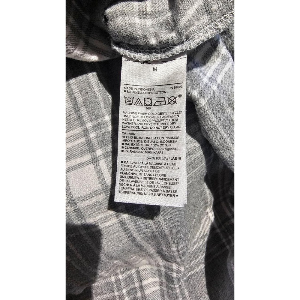 OLD NAVY Womens Classic Shirt Size M Heather Grey/White Plaid Long Sleeve Casual - Picture 6 of 7